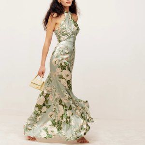 Reformation Veria Silk Dress - Tarragon